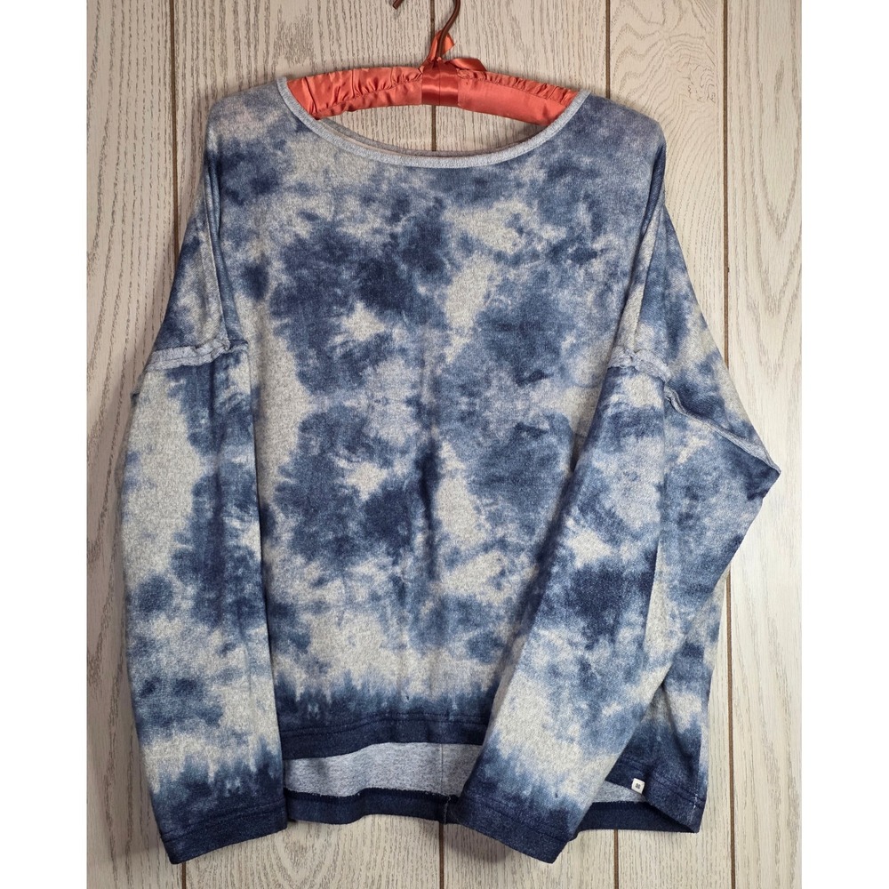 Lucky Brand Blue Tie Dye Long Sleeve Scoop Neck Sweatshirt L RN71222